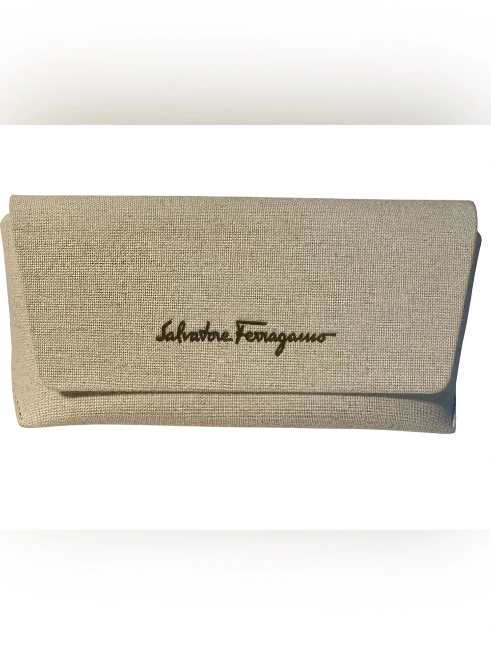 Authentic Salvatore Ferragamo Eyewear Sunglasses Case Cream Beige Tan Canvas